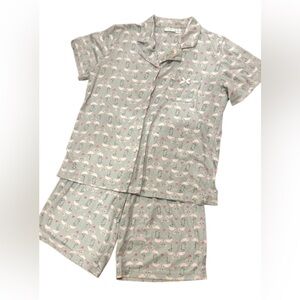 Gray and pink Flamingo pajamas for women